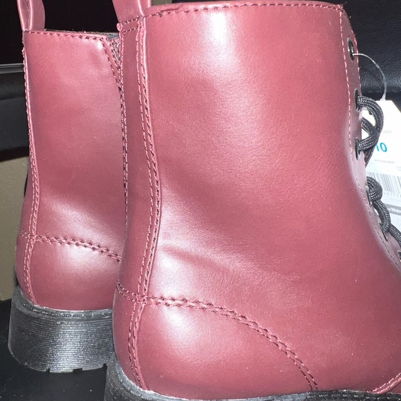 WOMENS MAROON COMBAT BOOTS SIZE 10 - Picture 3 of 7